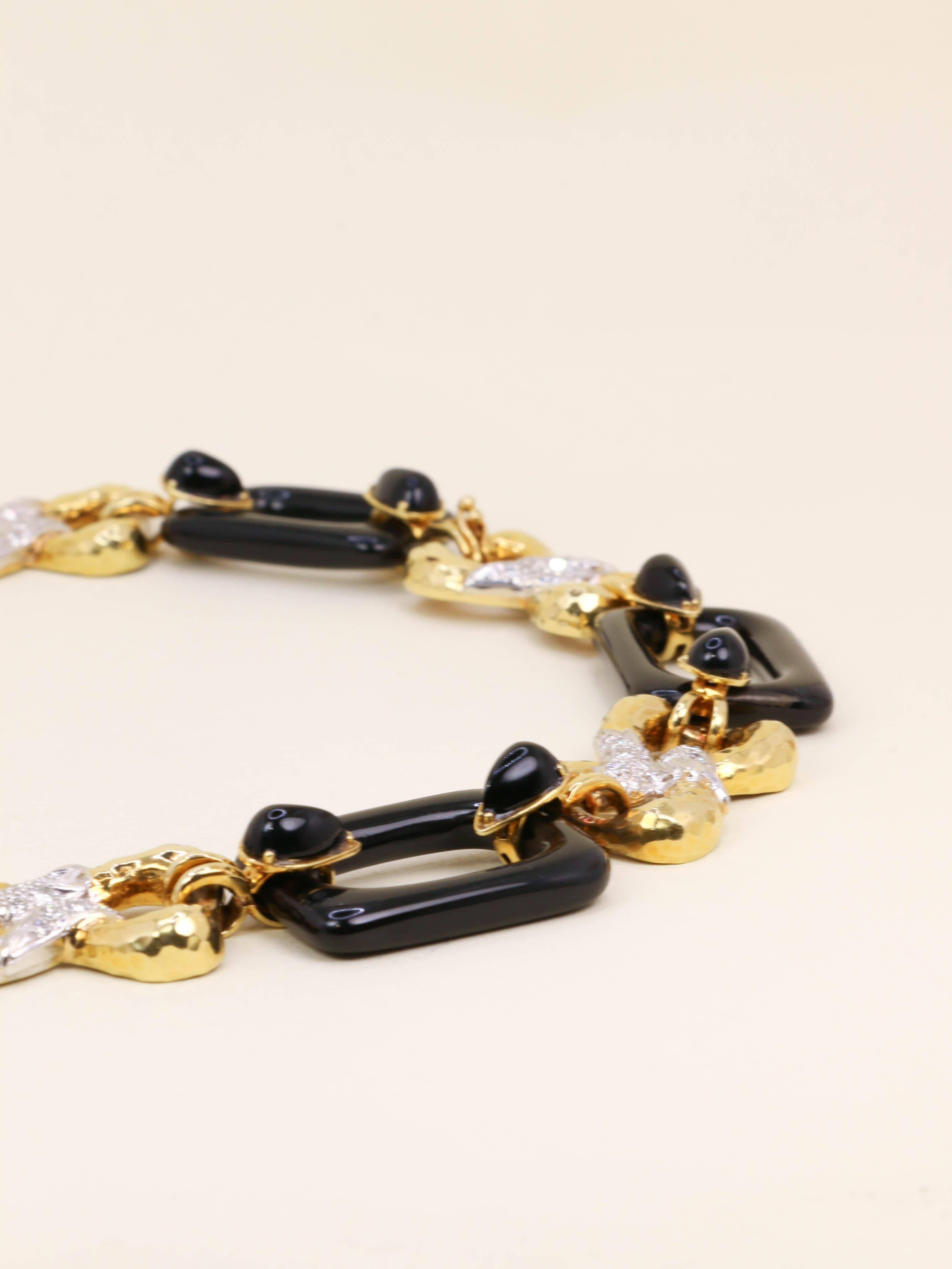 Yellow gold, onyx, and diamond convertible necklace  - Image 8