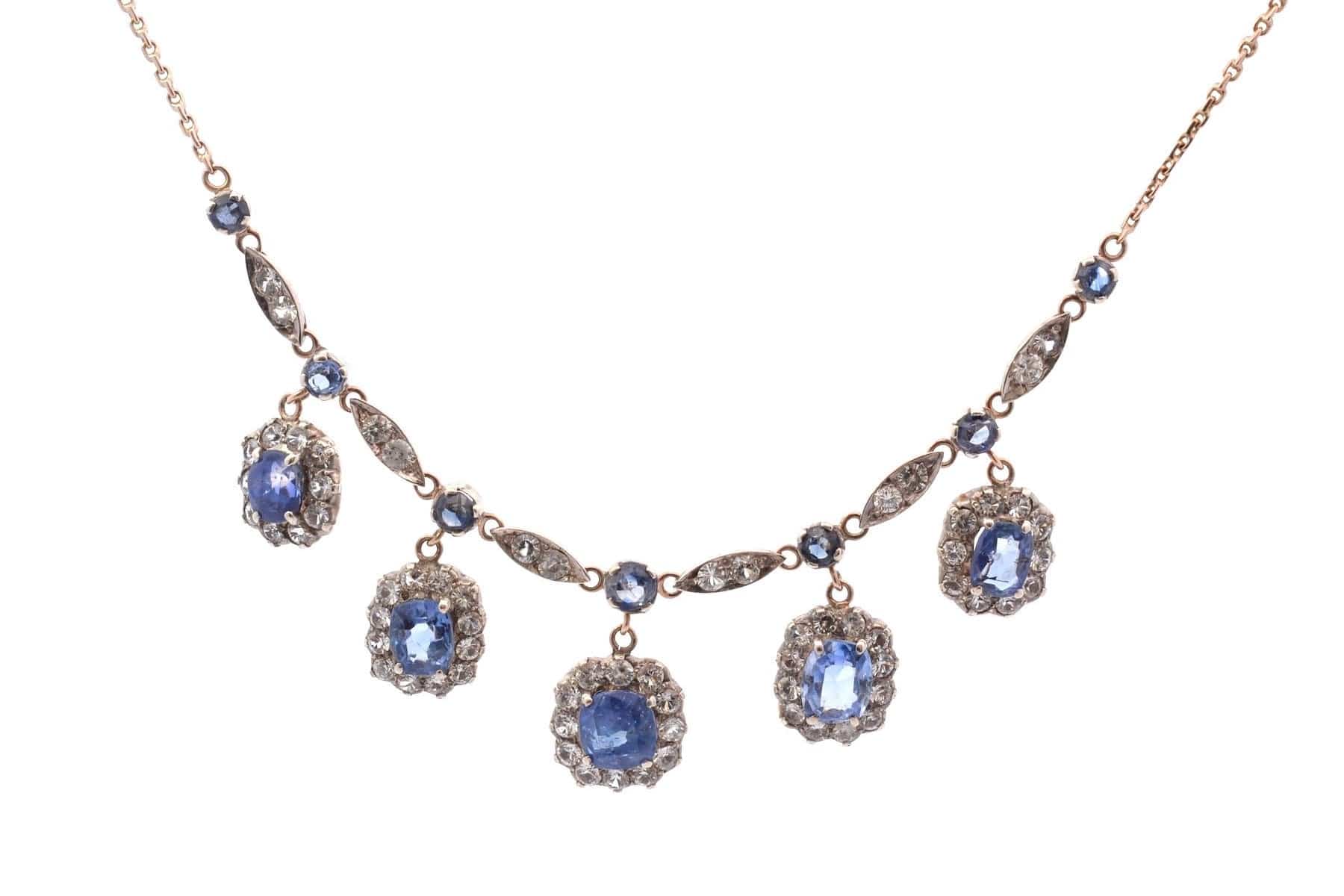 19th-century antique necklace with sapphires 
