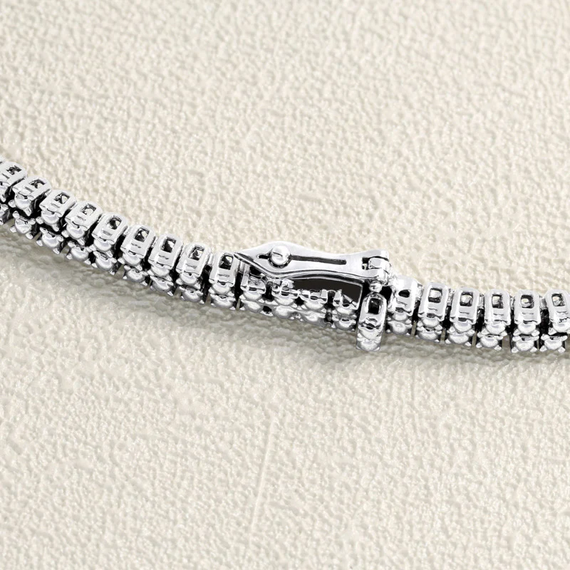 White Gold and Diamond Baguette Necklace - Image 5