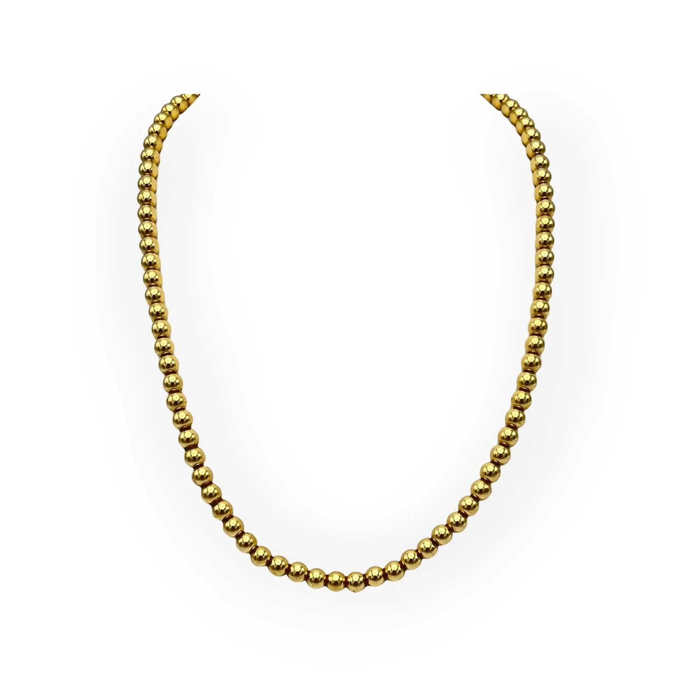 750 yellow gold bead necklace  - Image 2