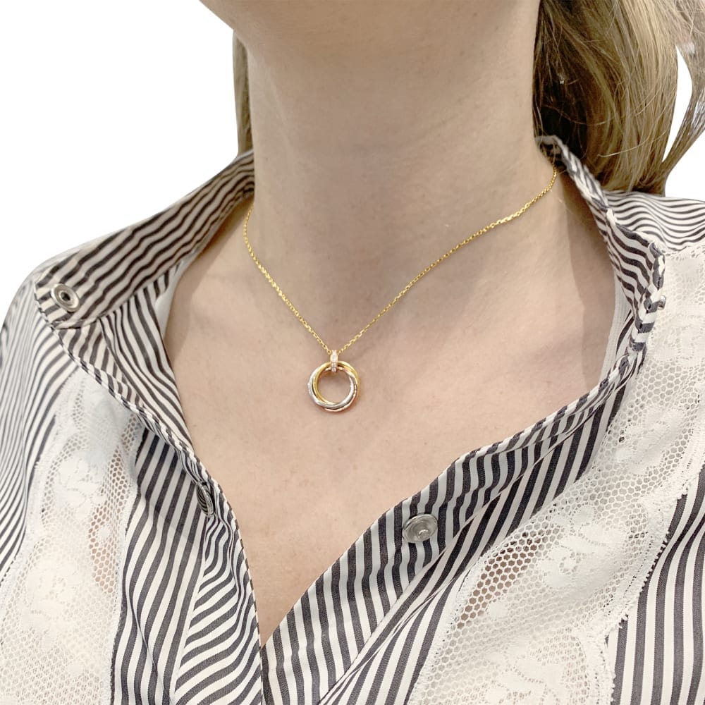 Necklace Cartier, "Trinity", three golds, diamonds.  - Image 8