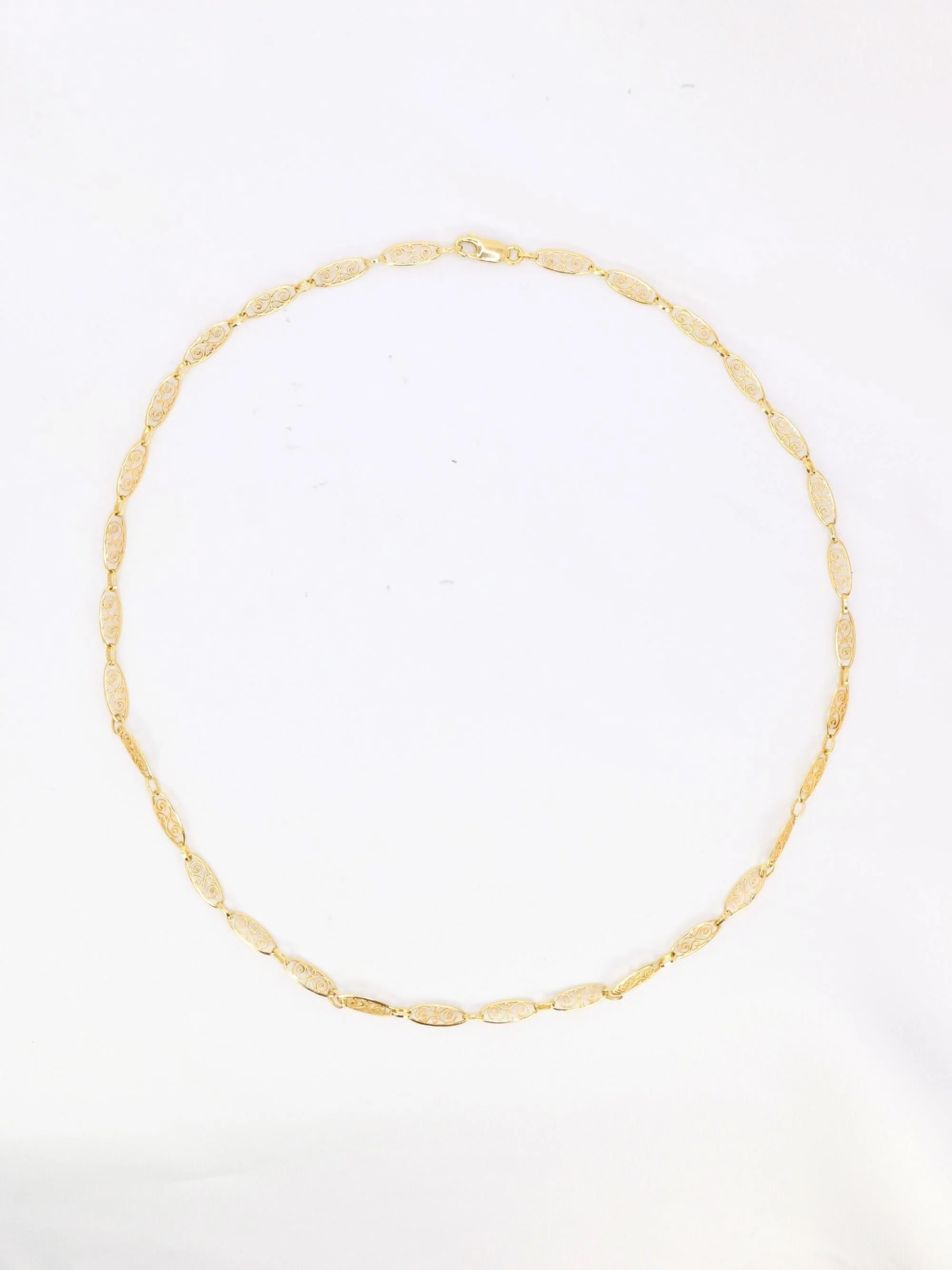 Chain necklace Link yellow gold filigree - Image 3