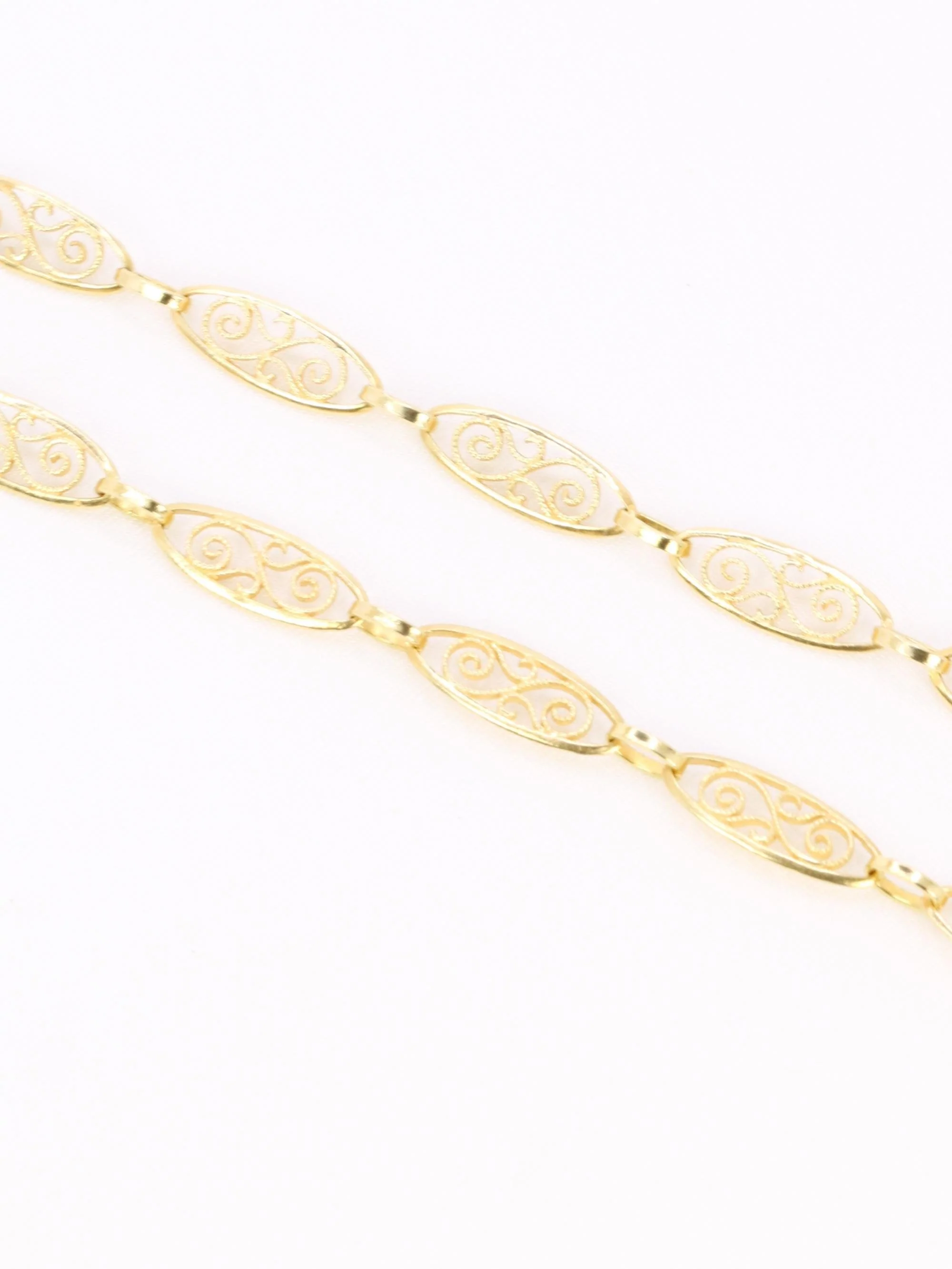 Chain necklace Link yellow gold filigree - Image 4