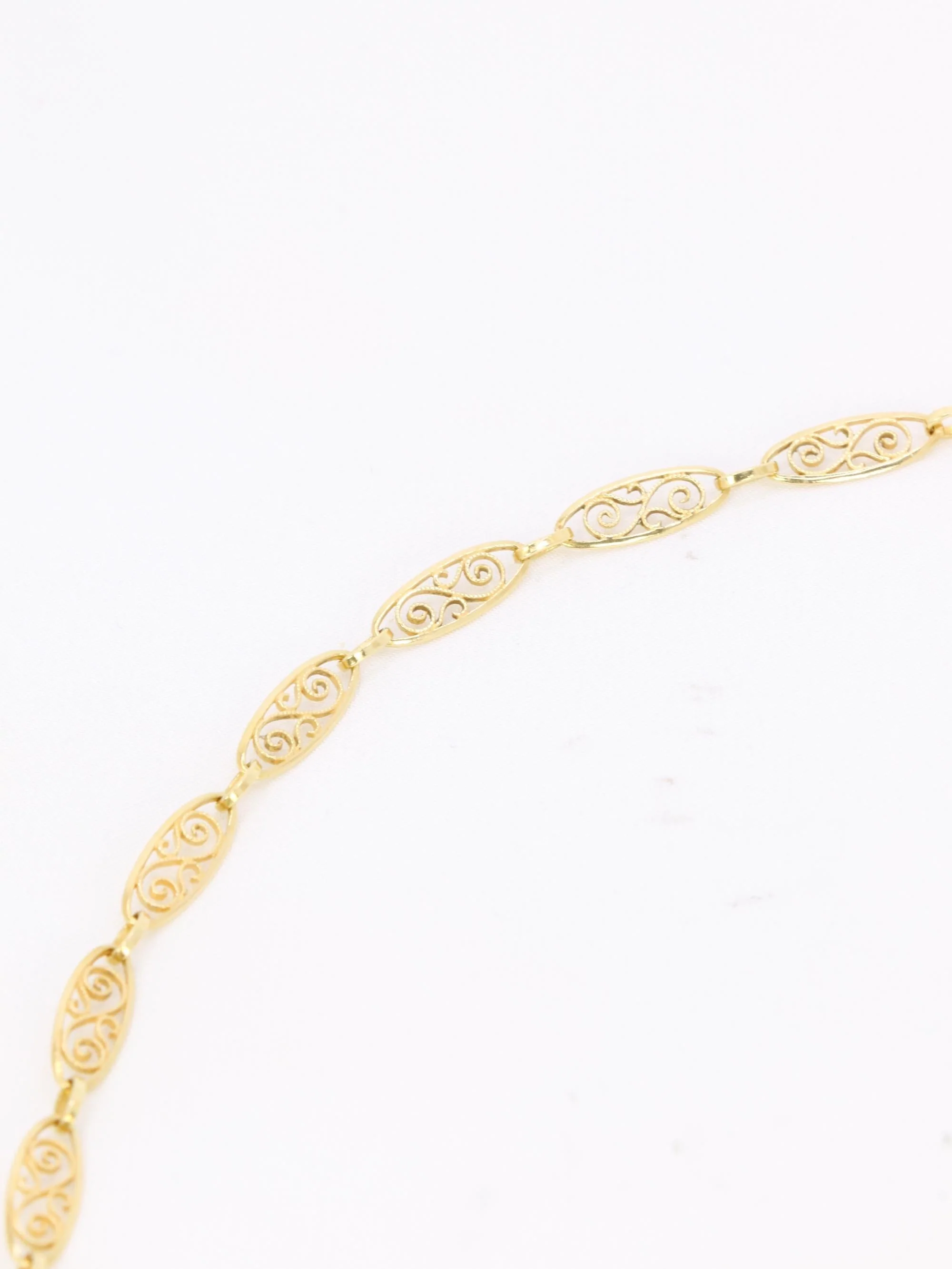Chain necklace Link yellow gold filigree - Image 5
