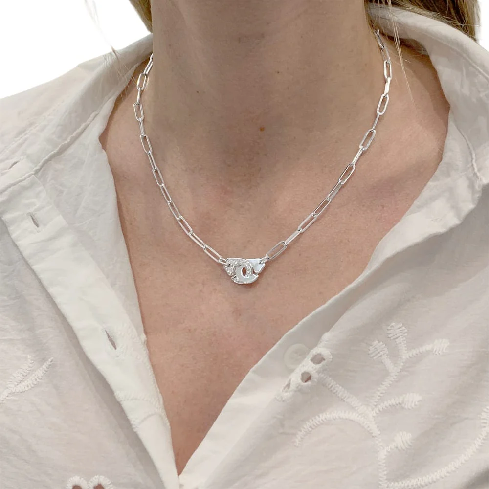 Necklace Dinh Van, "Menottes", white gold, diamonds  - Image 7