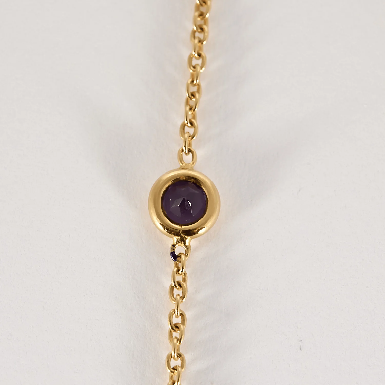 Yellow gold necklace, amethyst - Image 6