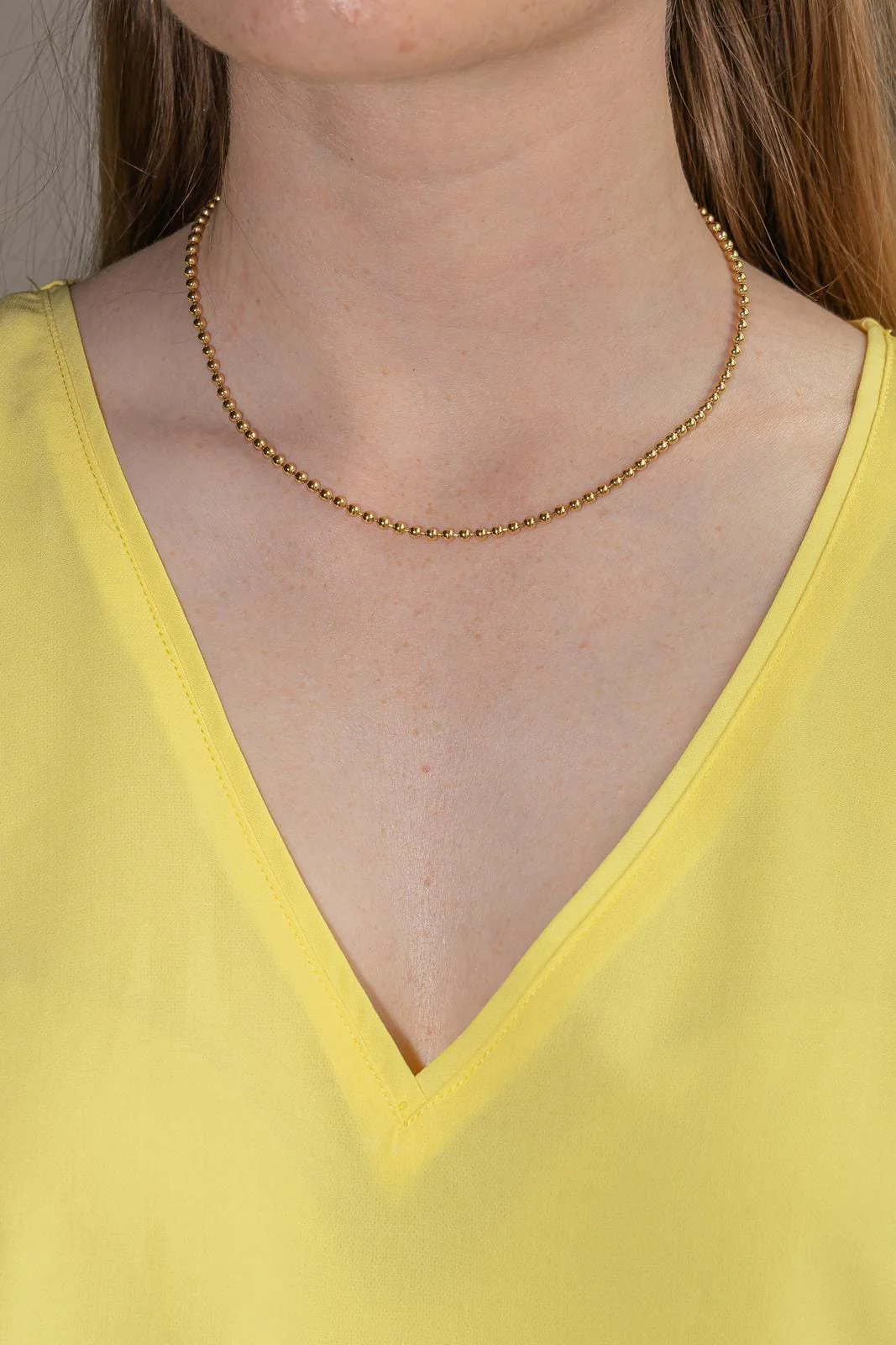 Link yellow gold bead necklace - Image 2