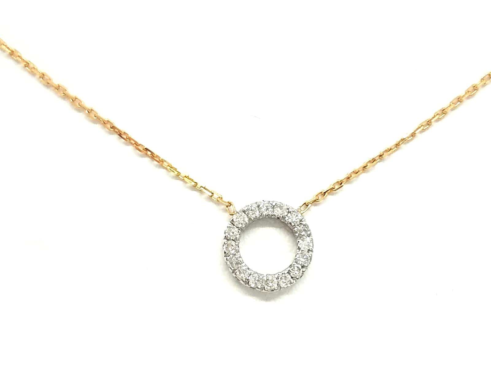 Rose gold necklace, White gold Diamond 