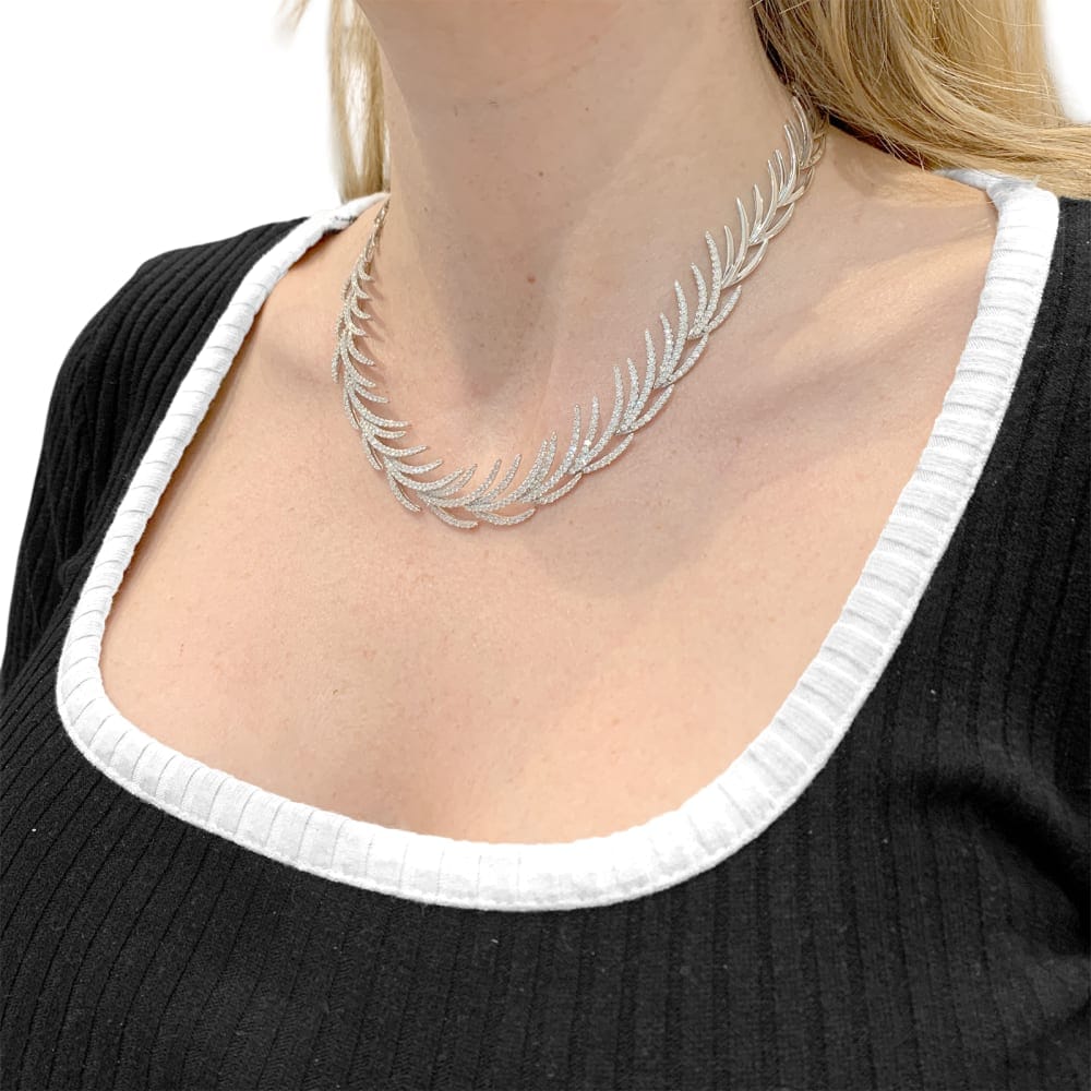 White gold "Palmes" necklace, diamonds.  - Image 5