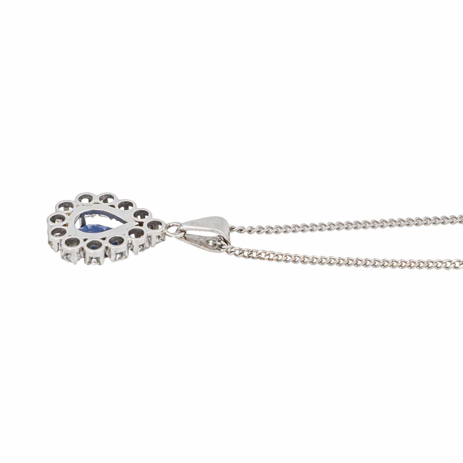 White gold Sapphire, Diamond Pendant Necklace  - Image 5