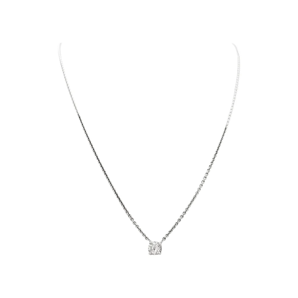 Necklace Solitaire, white gold and diamond. 