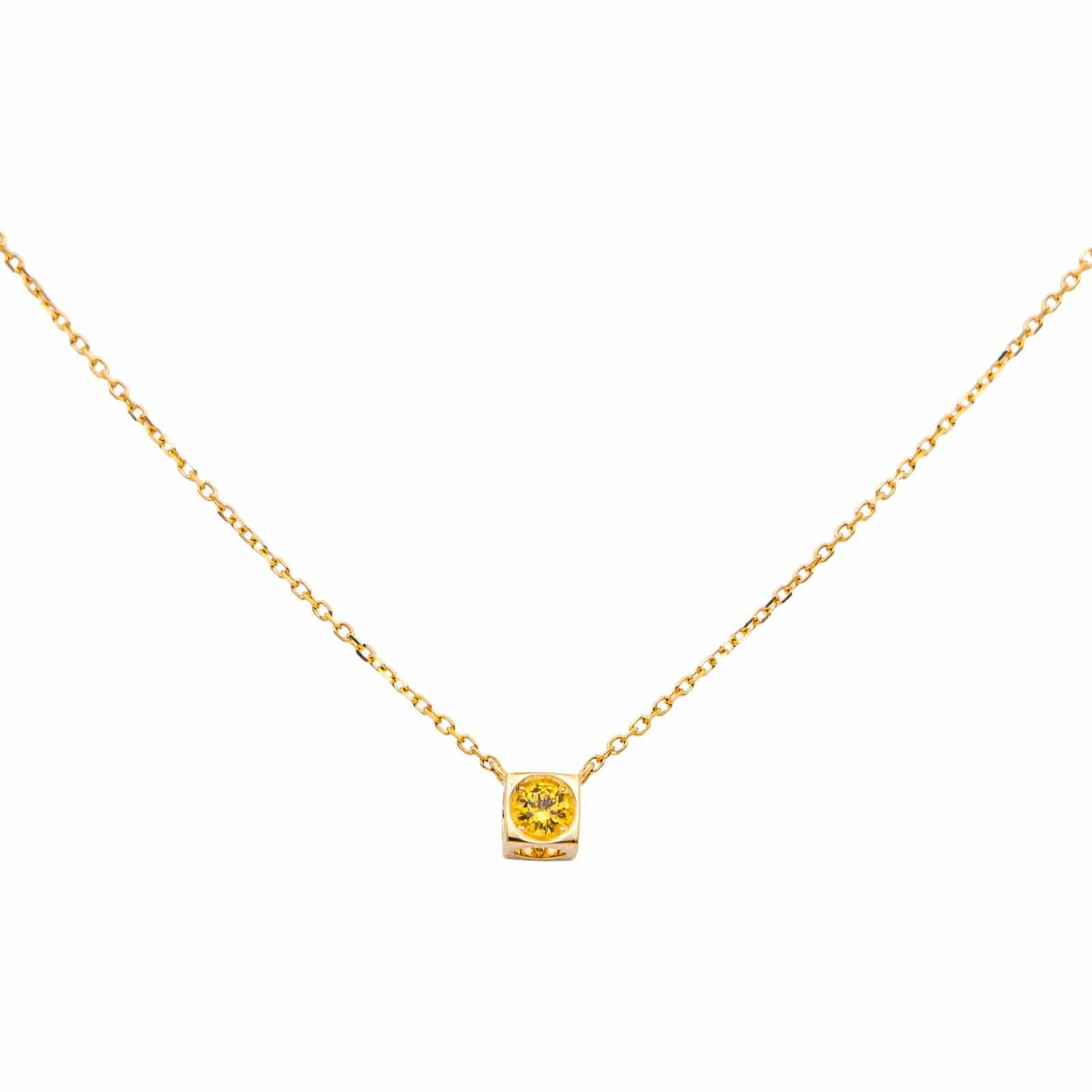 Dinh Van Yellow Gold Cube Necklace Yellow Sapphire 