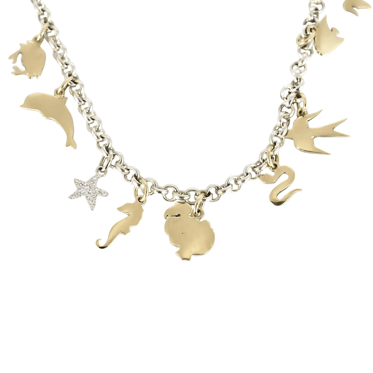 DODO - Necklace silver and charm in yellow gold 