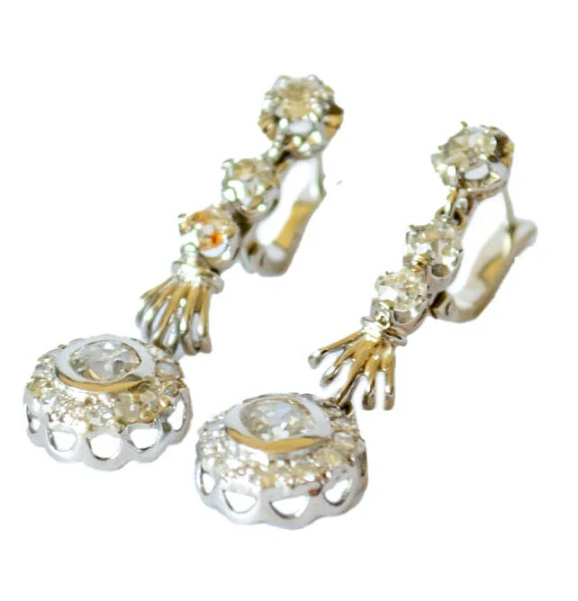 earrings in platinum with diamonds