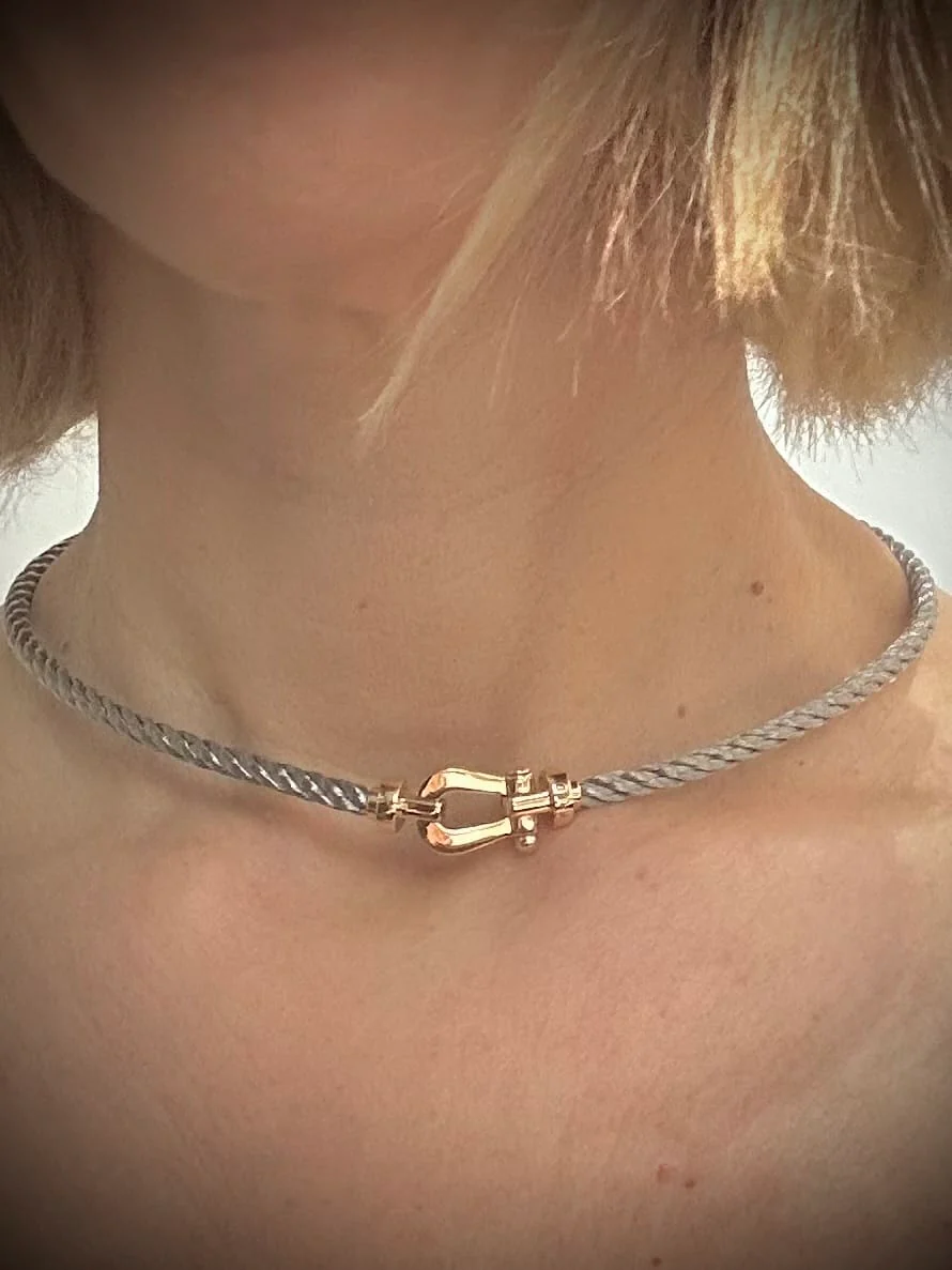 FRED - Necklace in 18k yellow gold and steel  - Image 2