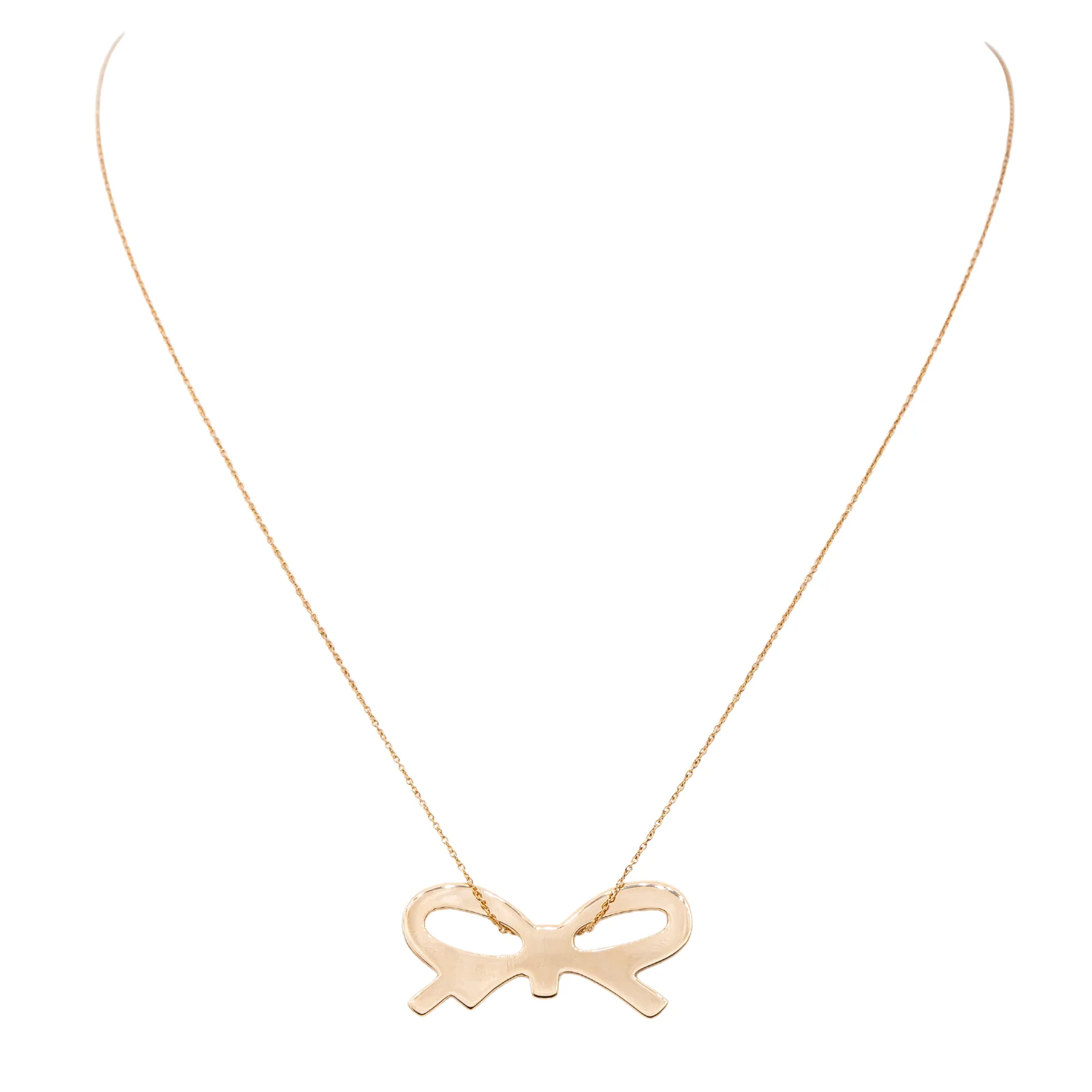 Ginette NY Bow Pendant Necklace Rose Gold 