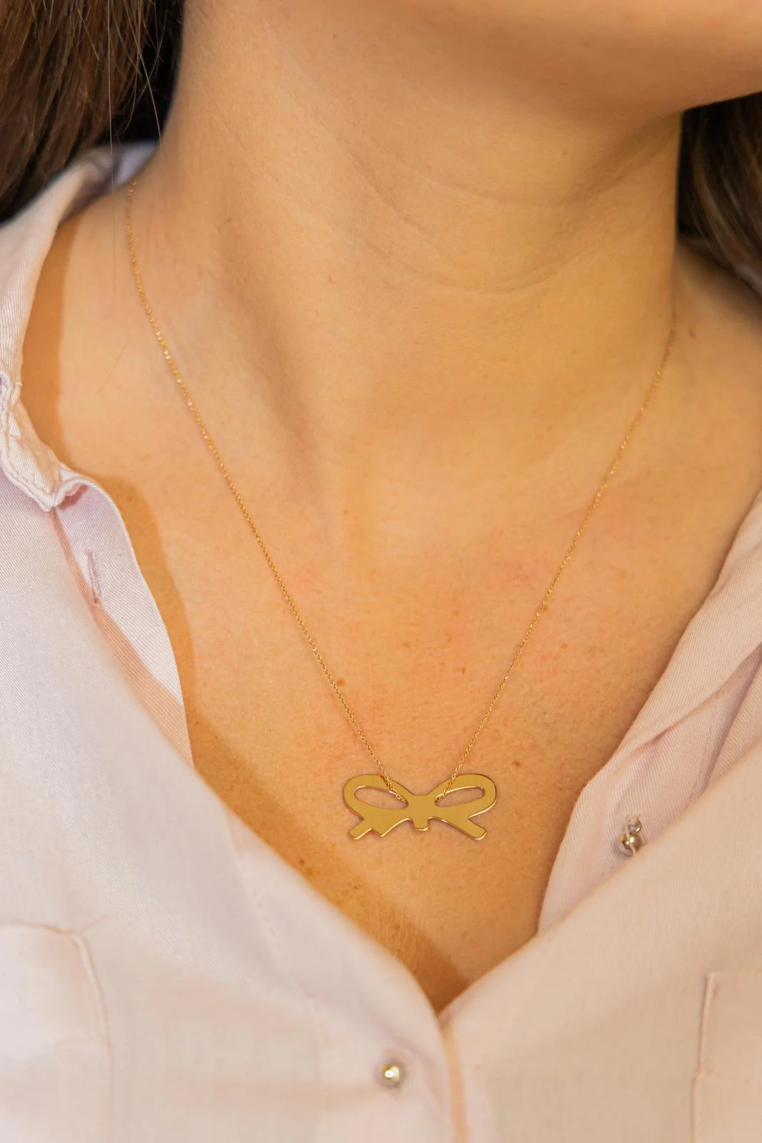 Ginette NY Bow Pendant Necklace Rose Gold  - Image 2