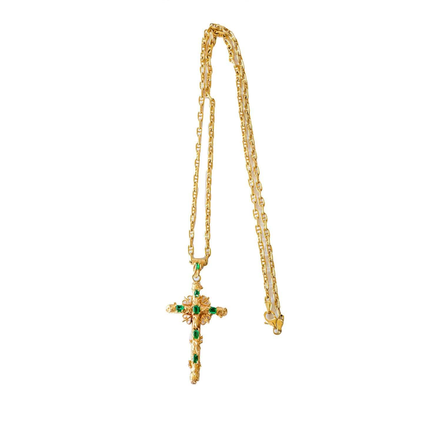 gold cross chain with emeralds - Image 4