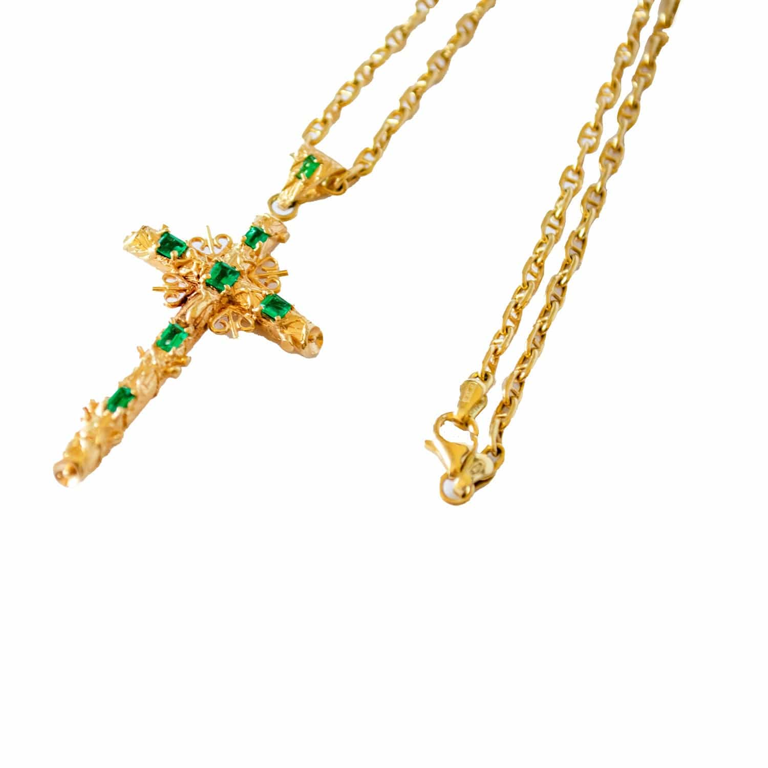 gold cross chain with emeralds - Image 5