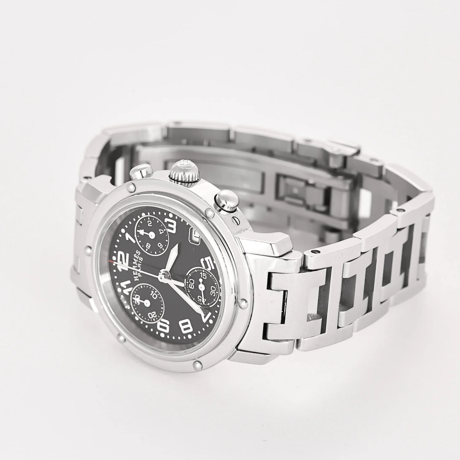 Hermès - Clipper Chrono - Steel watch with round case and quartz movement  - Image 3