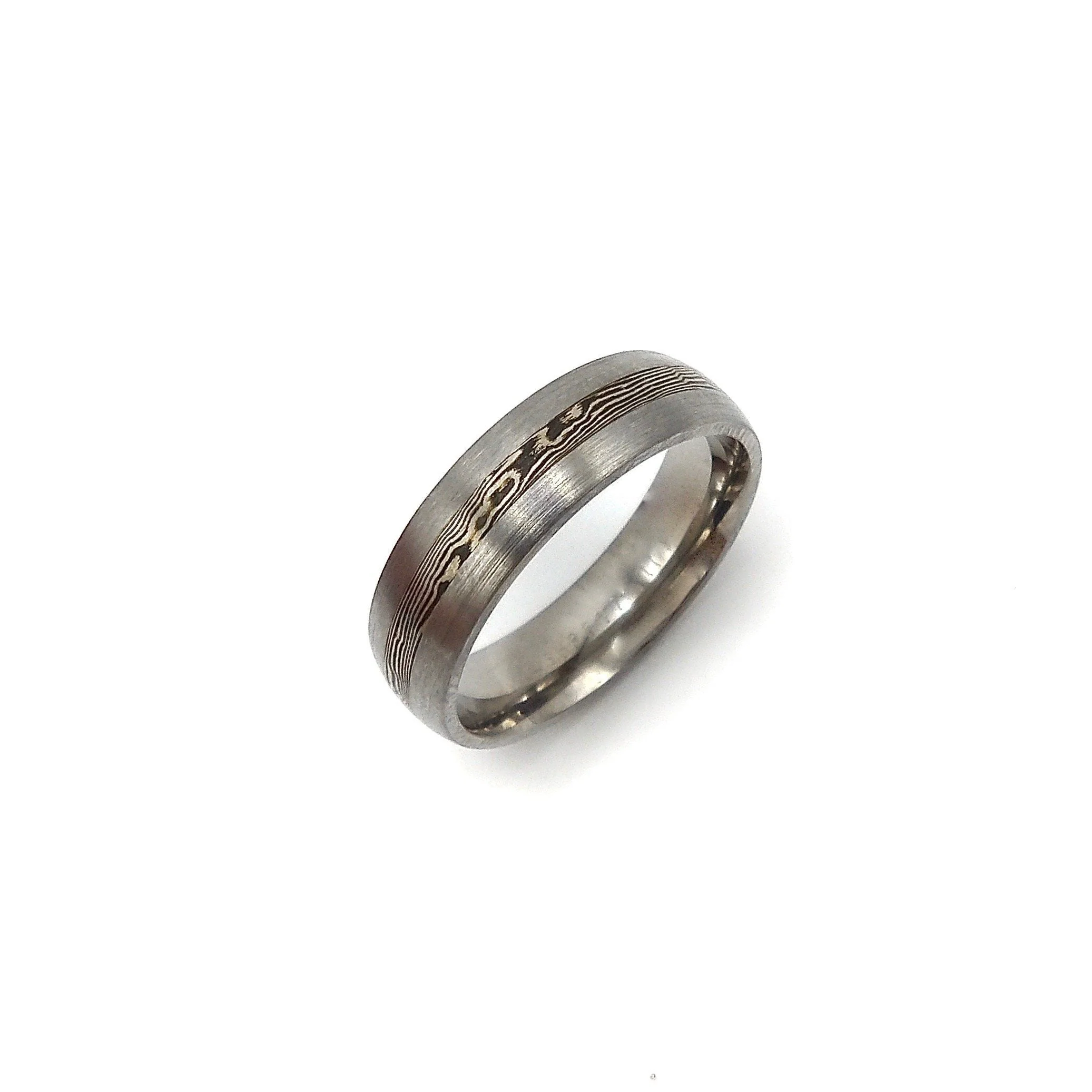 Lashbrook - Domed band ring in titanium with 14k inlay 