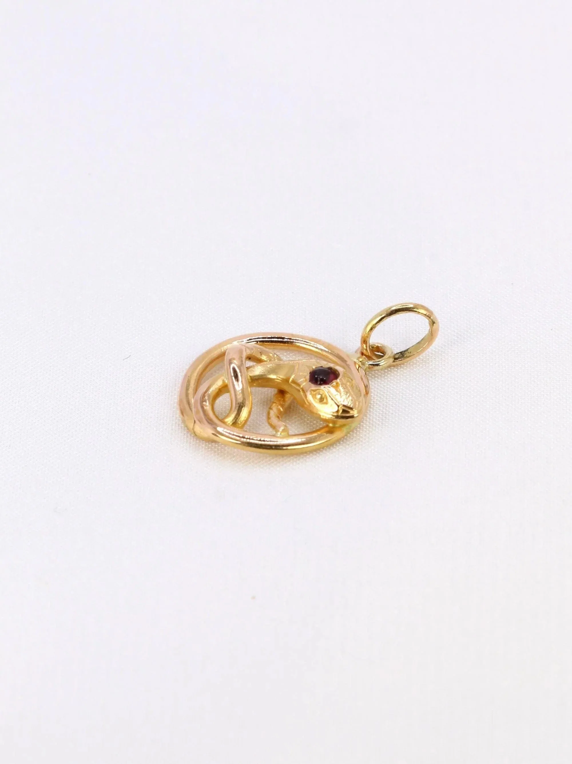 Antique yellow gold snake charm pendant - Image 3