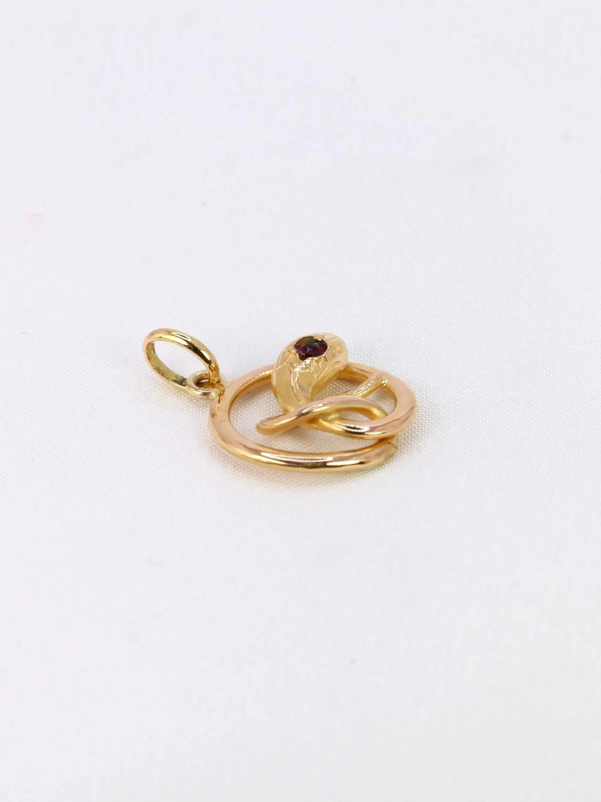 Antique yellow gold snake charm pendant - Image 4