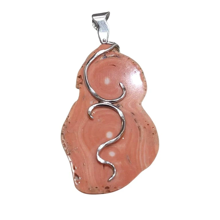 Coral and 18k white gold pendant 