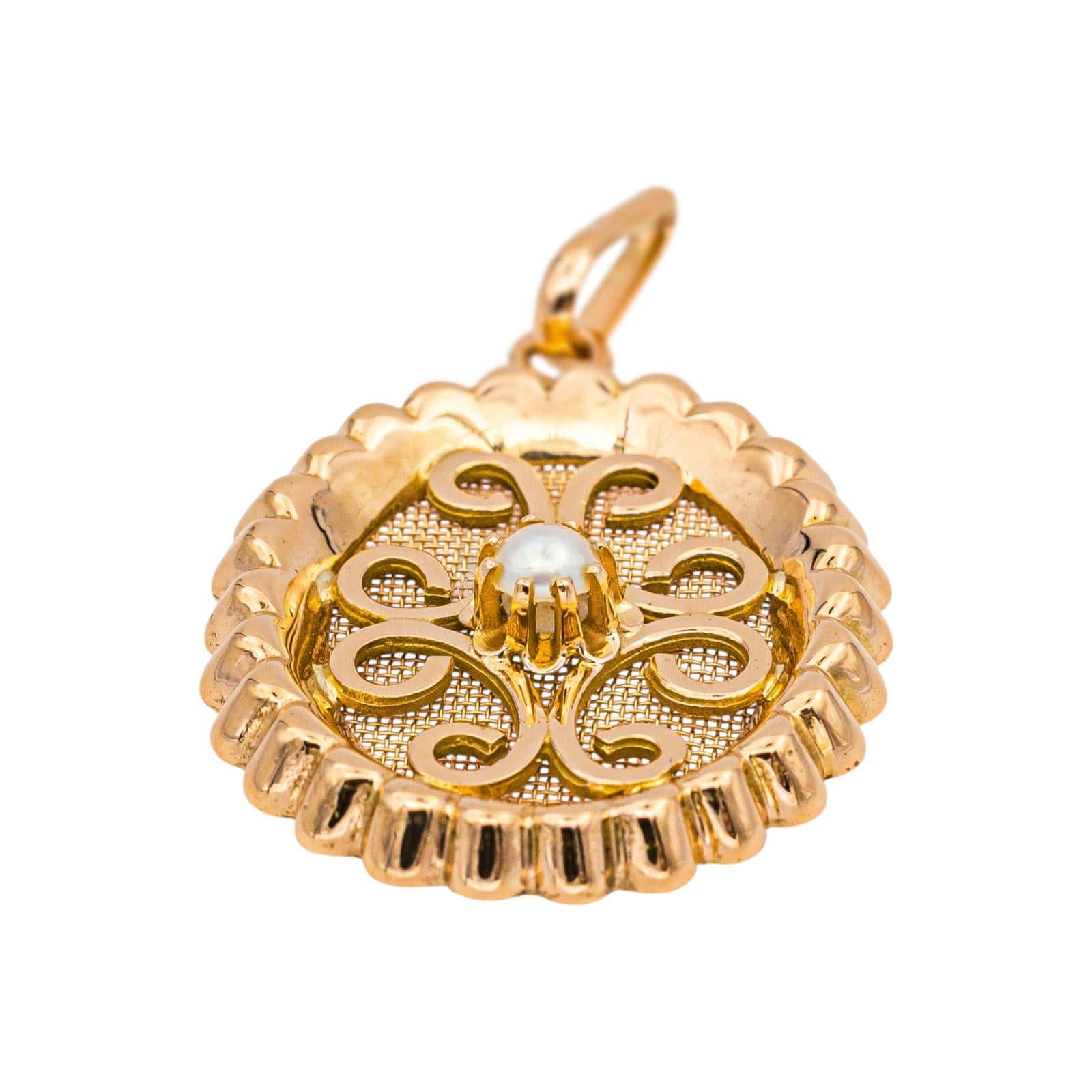 Yellow gold pendant with half fine pearl  - Image 3
