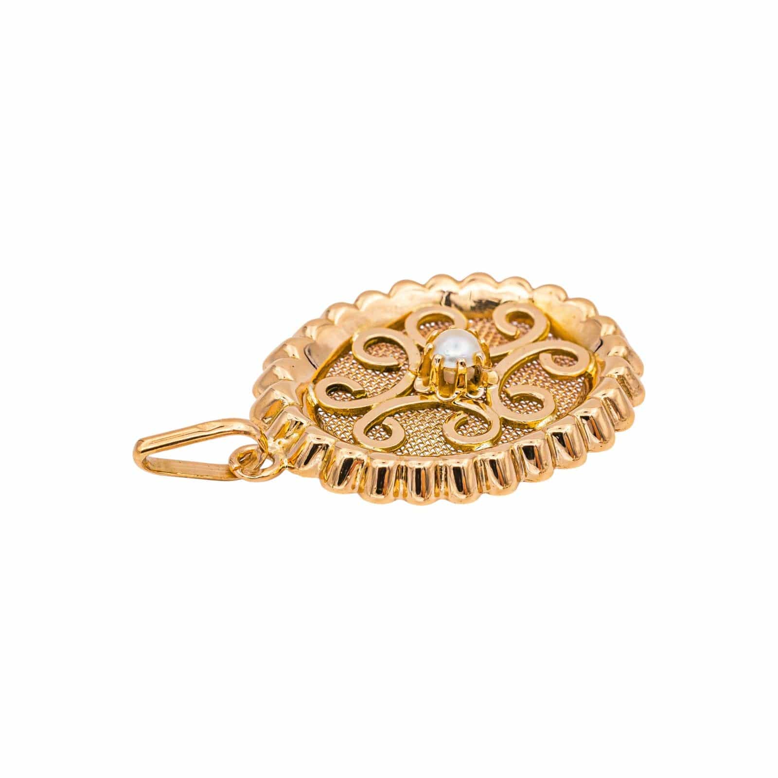 Yellow gold pendant with half fine pearl  - Image 6