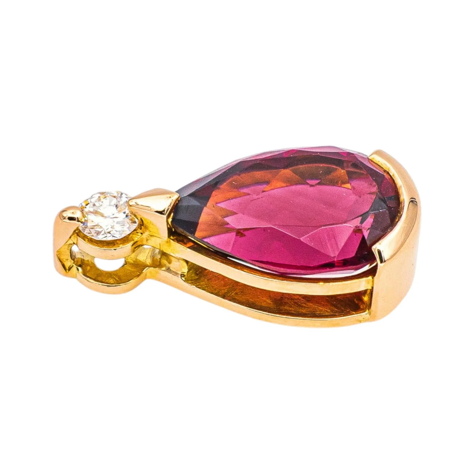 Rose gold pendant Tourmaline, Diamond  - Image 3