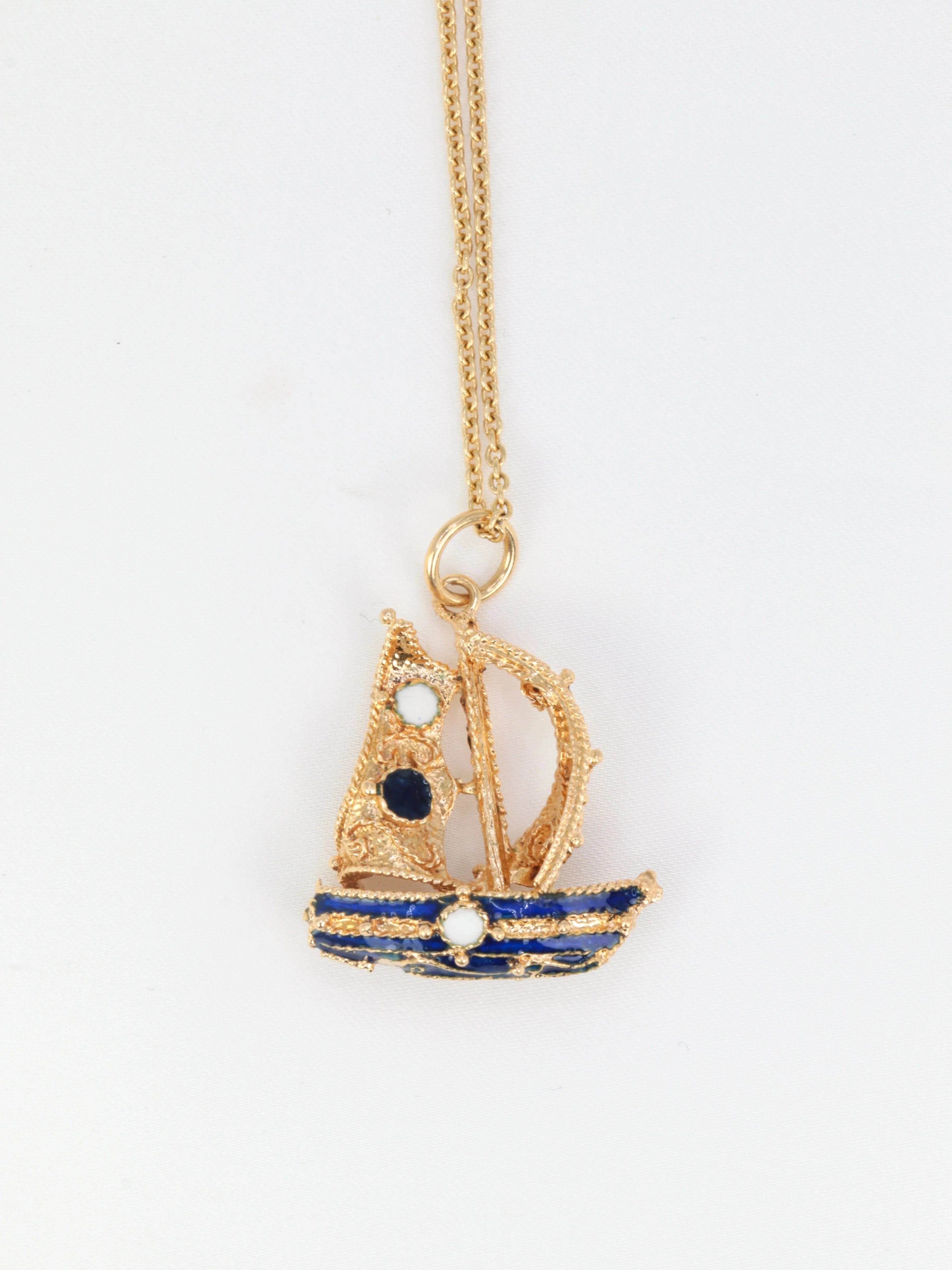 Gold Pendant and Blue and White Email - Image 3