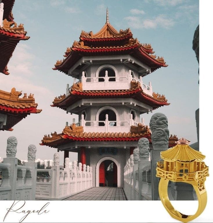 Tournaire Pagoda - Yellow gold ring  - Image 7